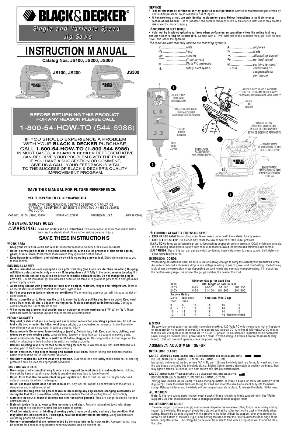 BLACK DECKER JS100 INSTRUCTION MANUAL Pdf Download ManualsLib