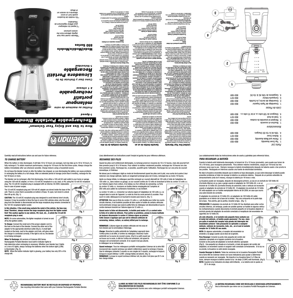 Coleman 850-865 - Rechargeable Portable Blender