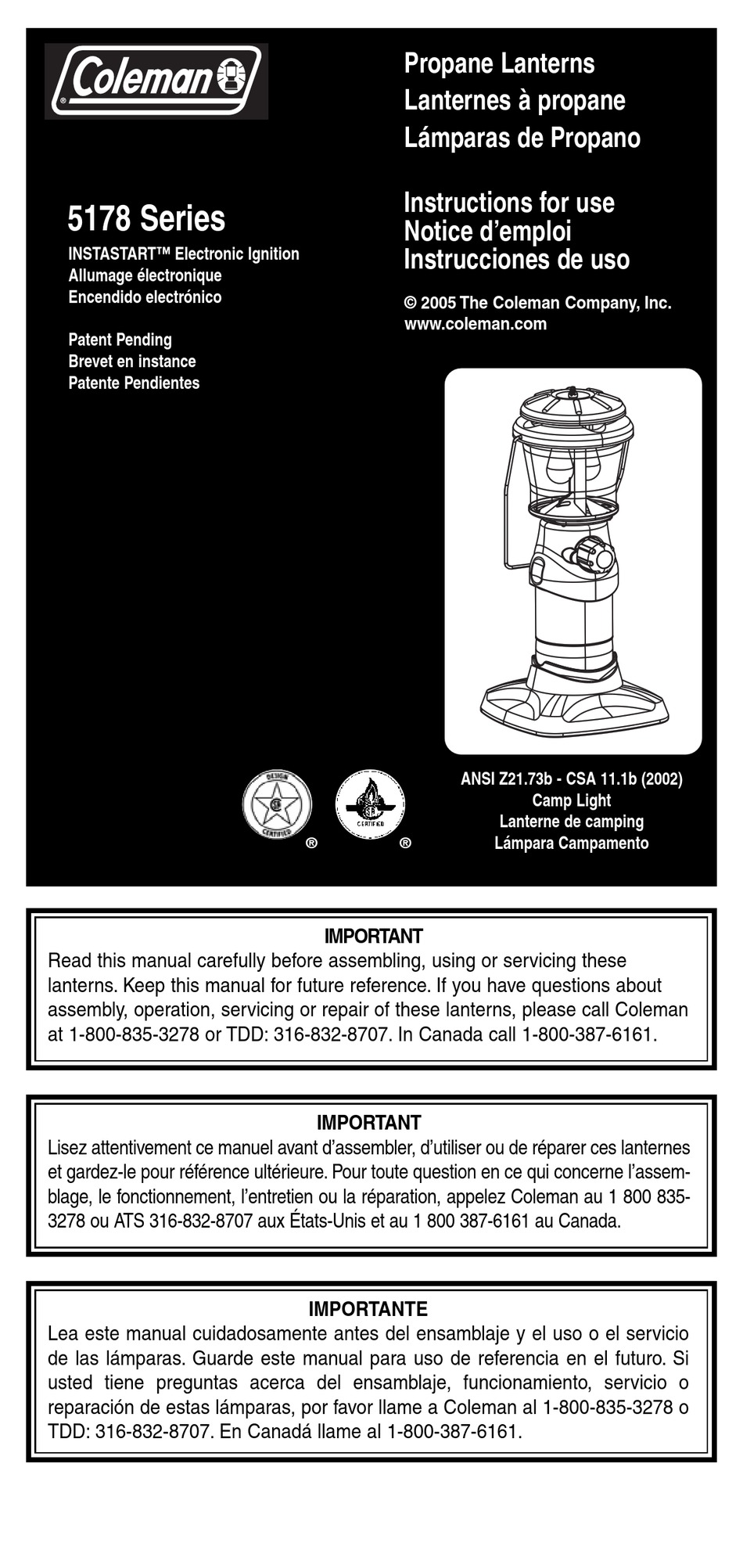 COLEMAN 5178 SERIES INSTRUCTIONS FOR USE MANUAL Pdf Download | ManualsLib