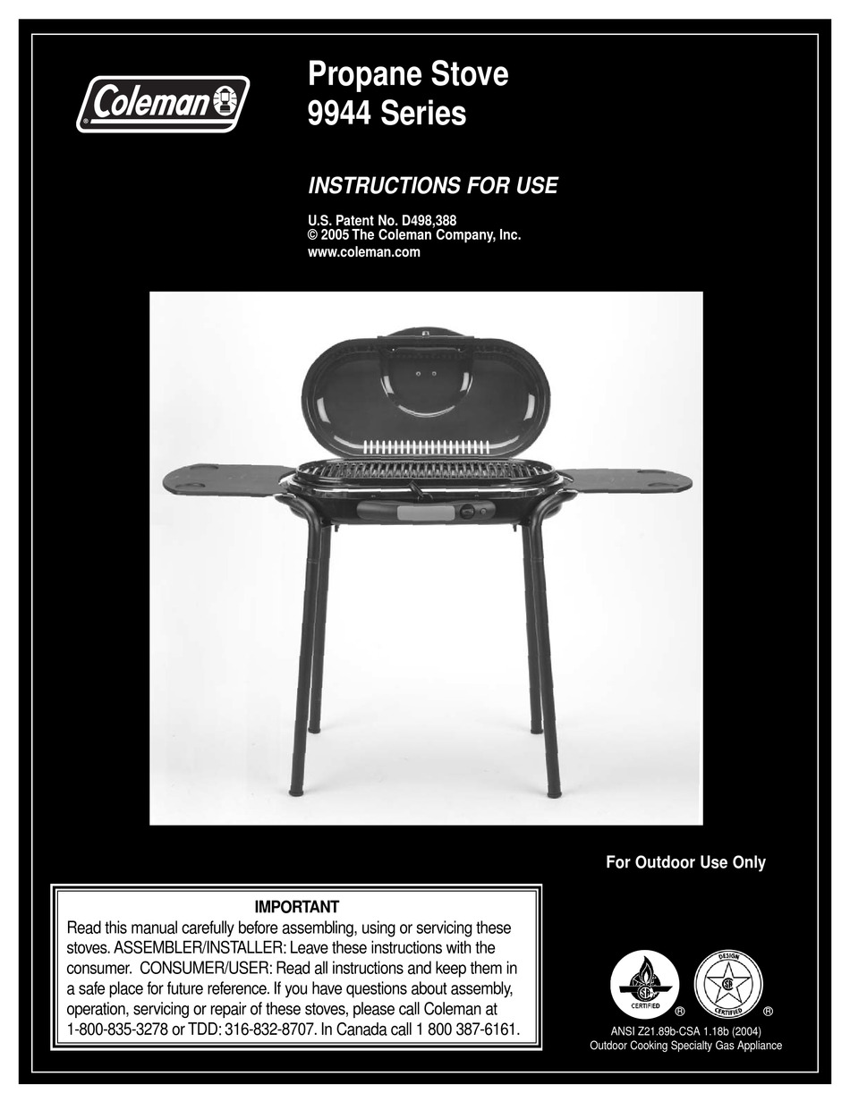 COLEMAN 9944 SERIES INSTRUCTIONS FOR USE MANUAL Pdf Download ManualsLib