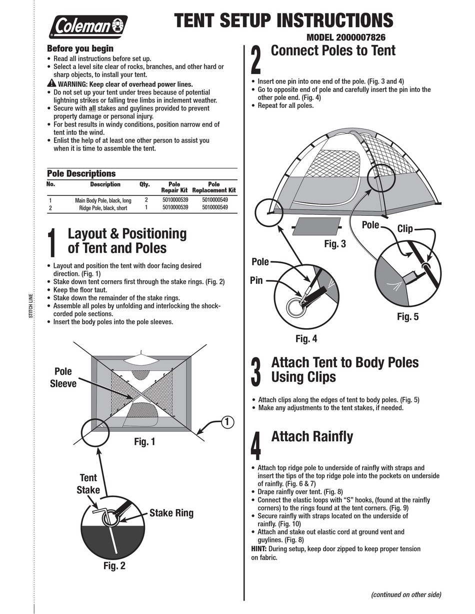 COLEMAN 2000007826 SETUP INSTRUCTIONS Pdf Download ManualsLib   Coleman 2000007826 