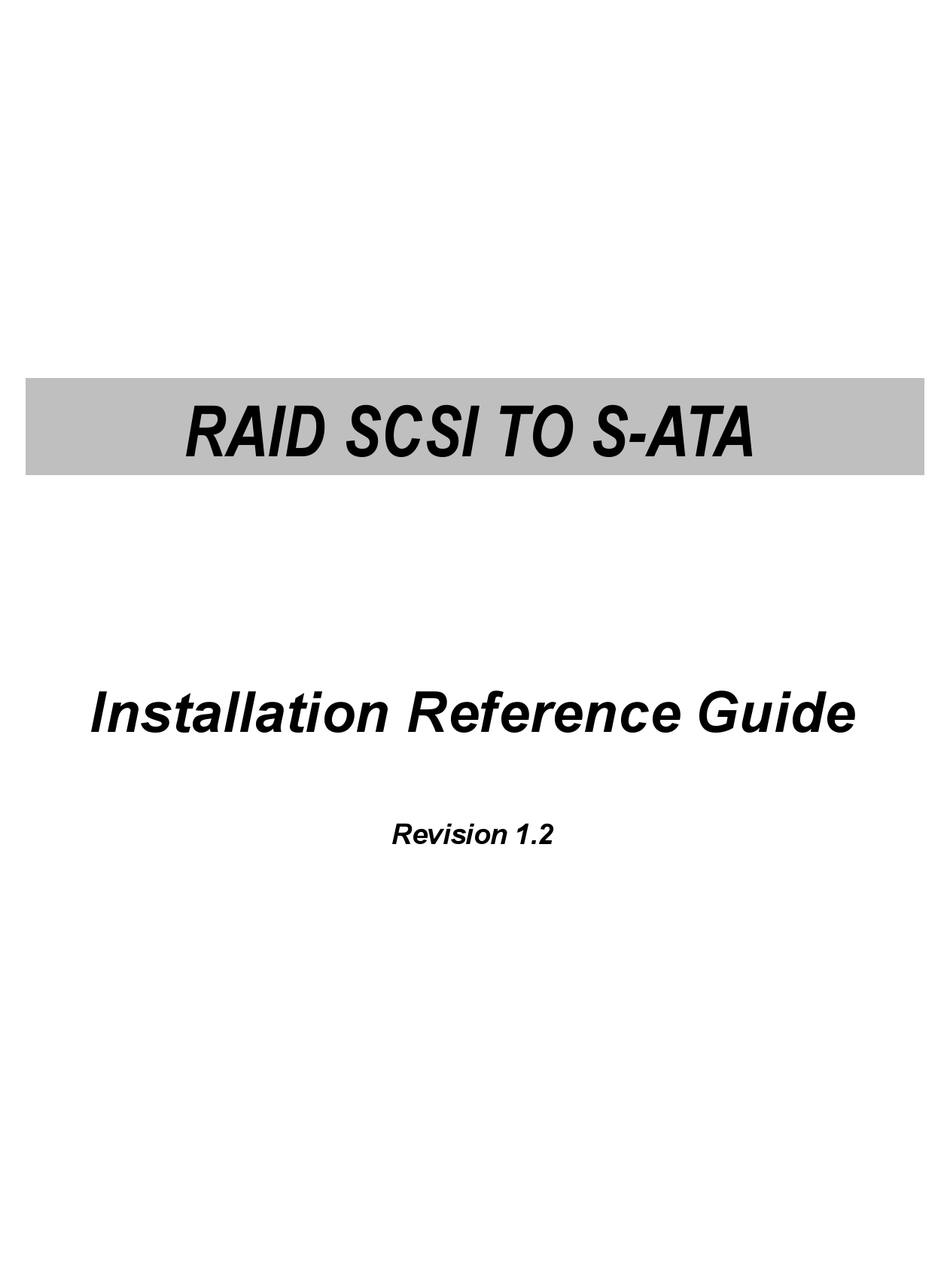 COMPEX SCSI TO SATA RAID INSTALLATION REFERENCE MANUAL Pdf Download