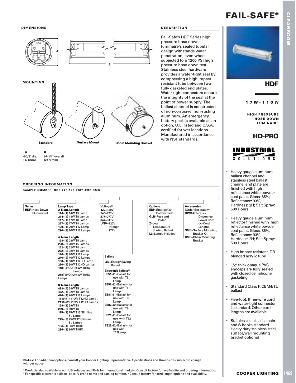 Cooper Lighting Fail-safe Hdf Specification Sheet Pdf Download 