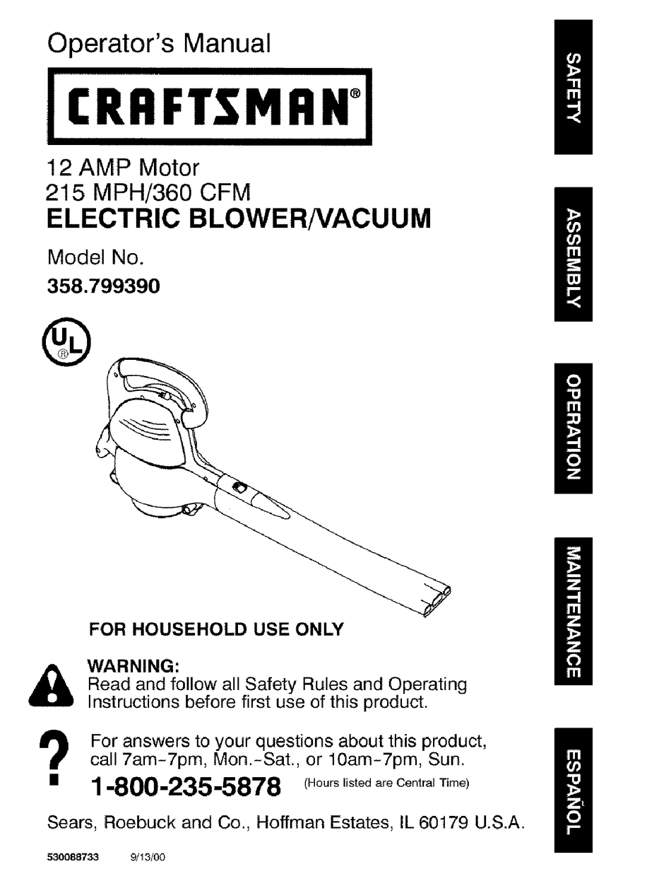 CRAFTSMAN 79939 OPERATOR'S MANUAL Pdf Download | ManualsLib