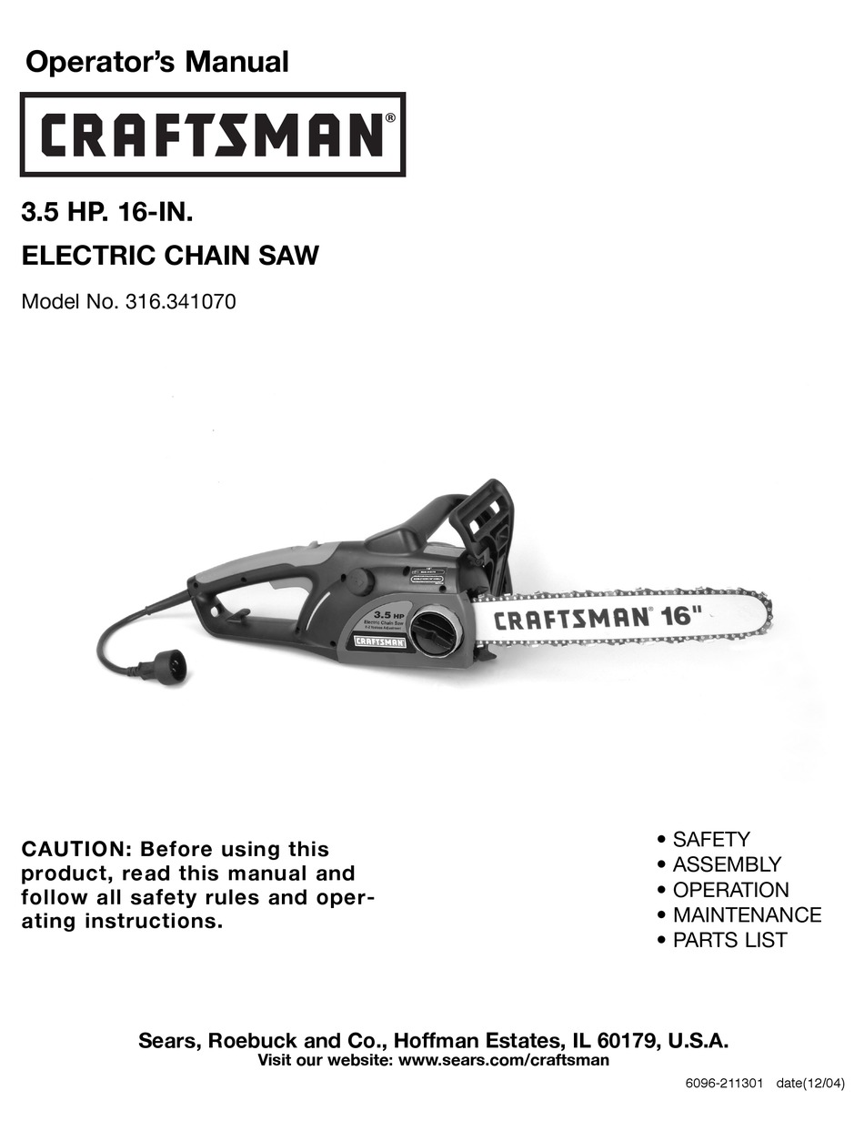 CRAFTSMAN 316.34107 OPERATOR'S MANUAL 