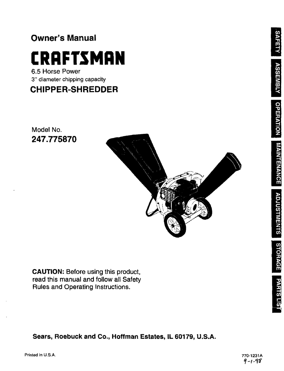 craftsman 5hp shredder capicity