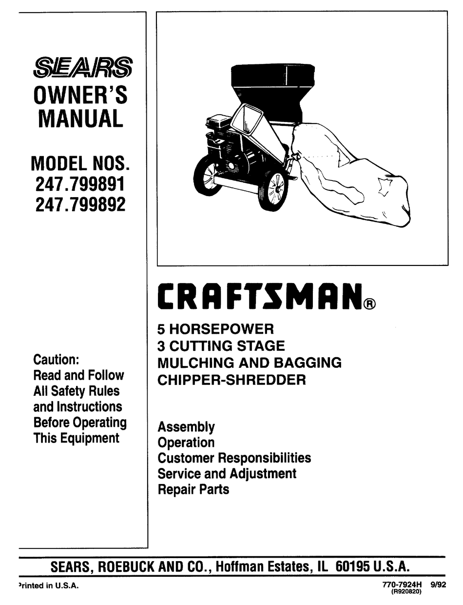 CRAFTSMAN 247.799890 OWNER