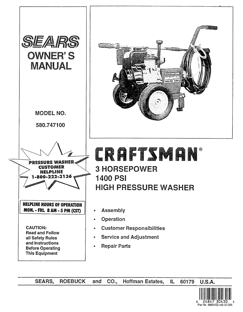CRAFTSMAN 580.7471 OWNER