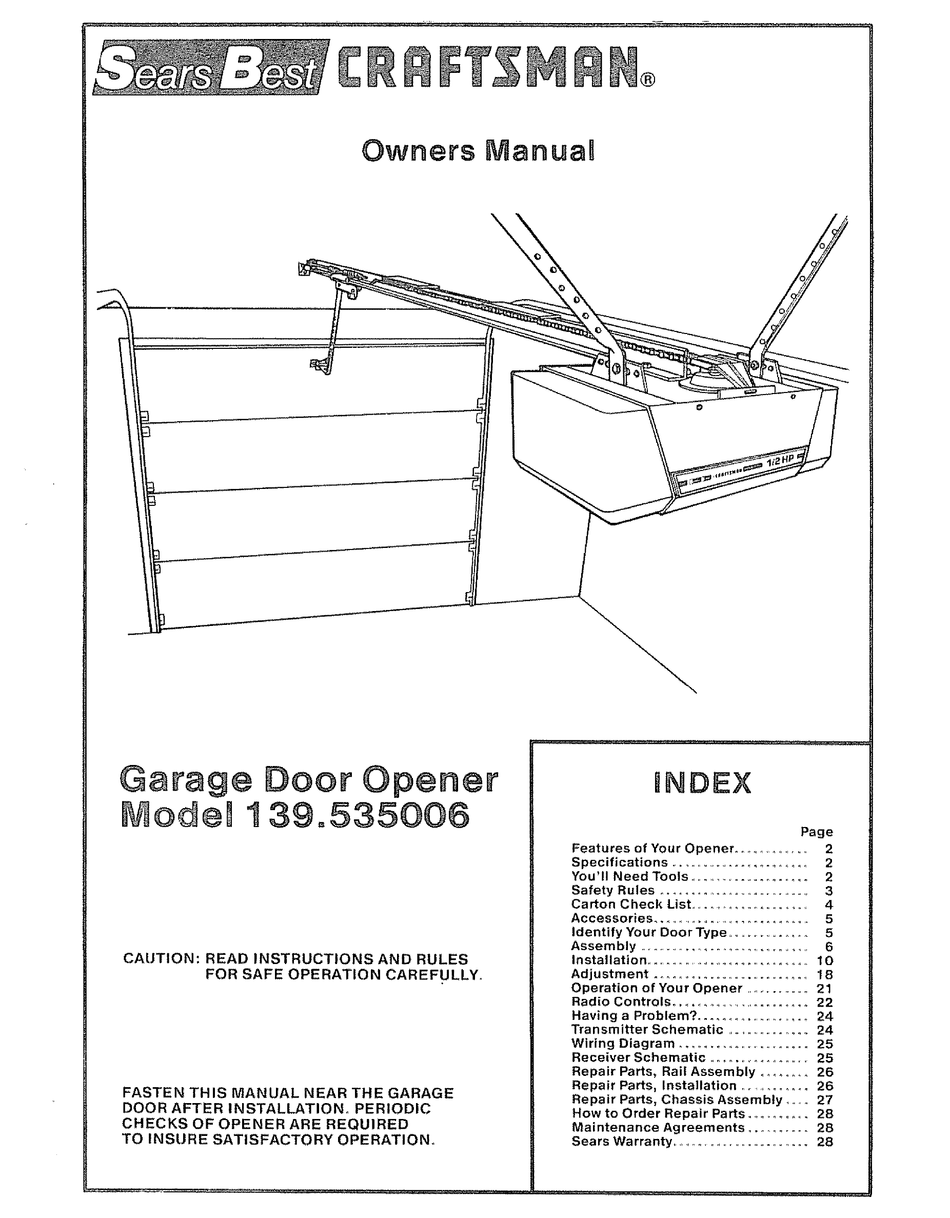 Craftsman 39535006 Owner S Manual Pdf