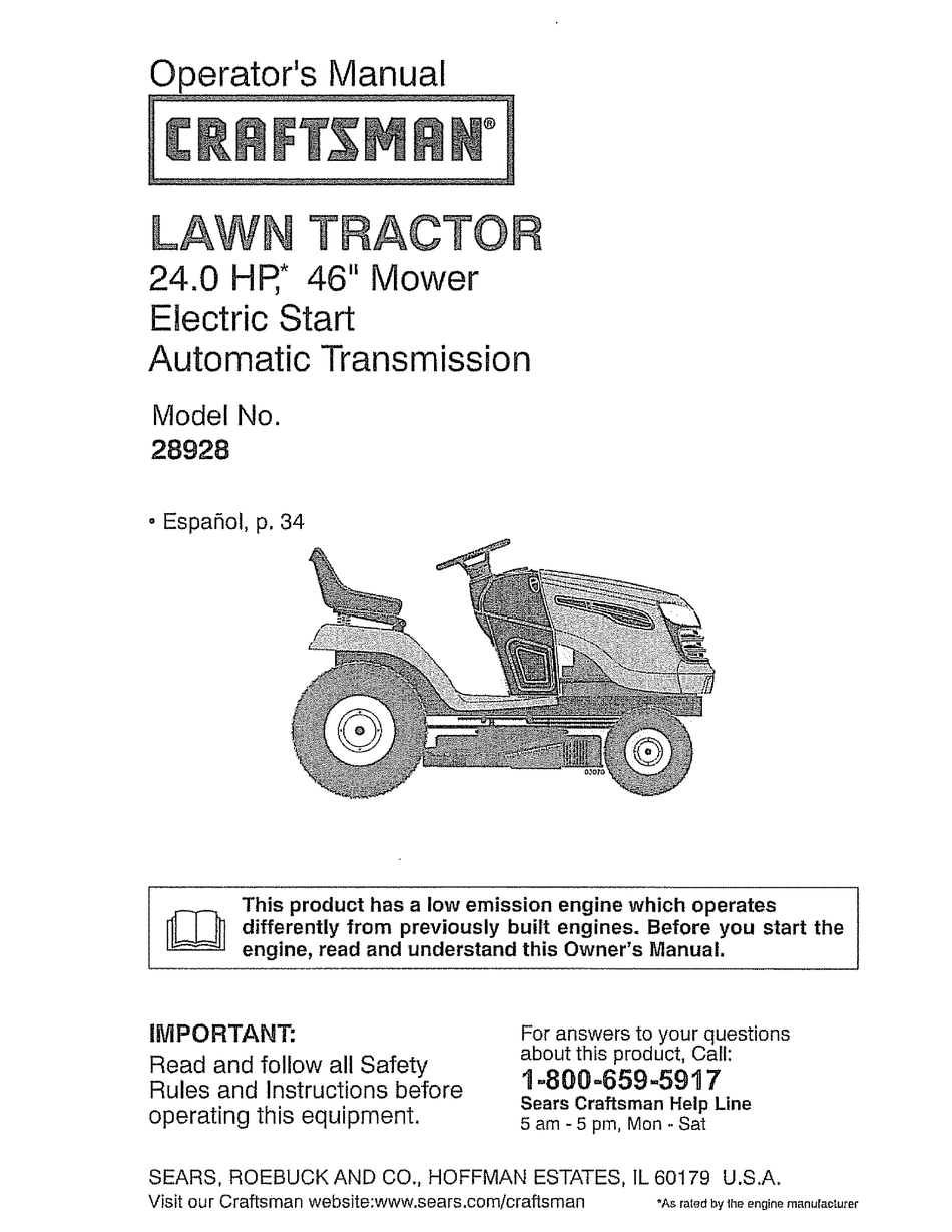 CRAFTSMAN 28928 OPERATOR'S MANUAL Pdf Download | ManualsLib