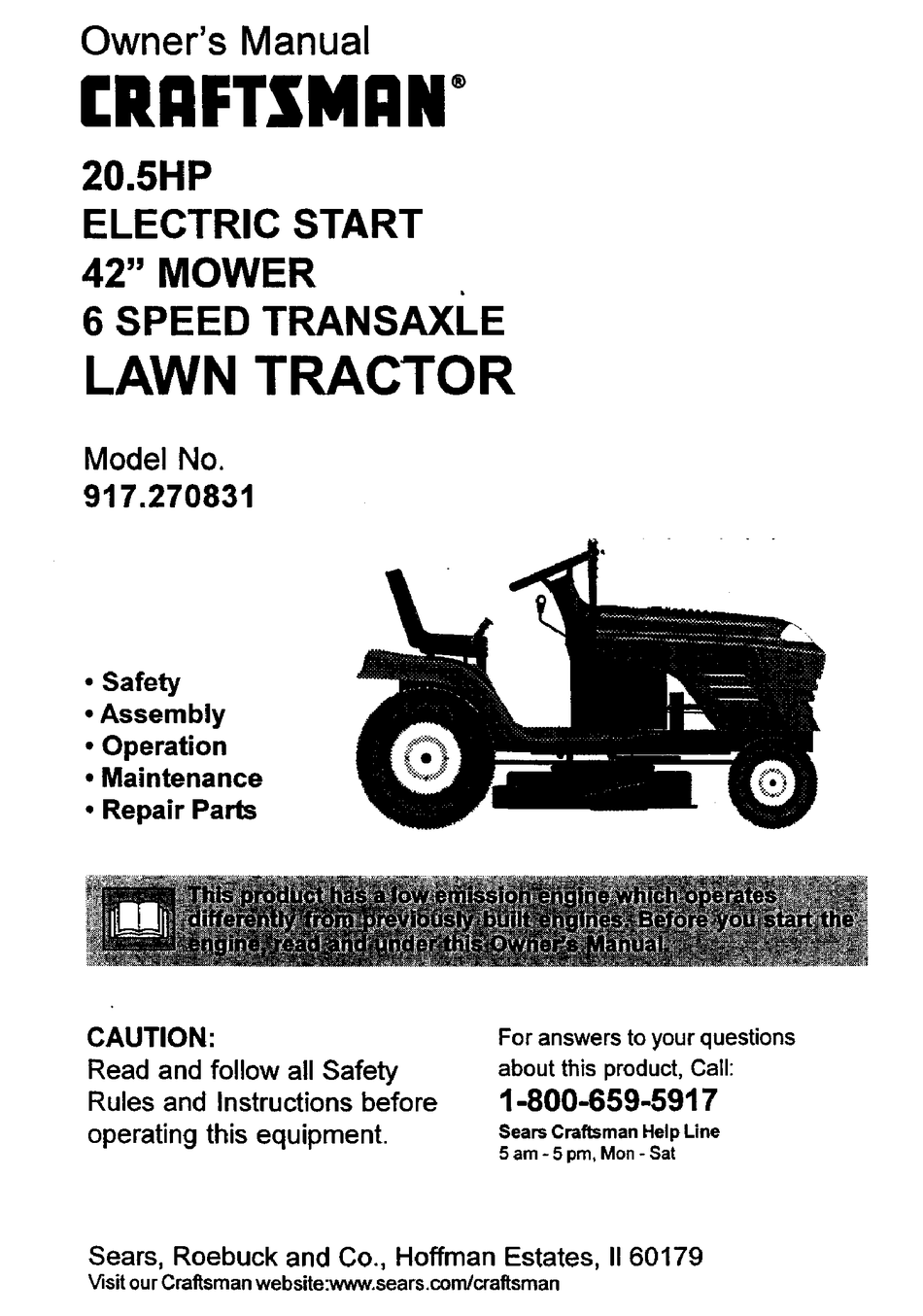 Craftsman 917.270831 Owner's Manual Pdf Download 