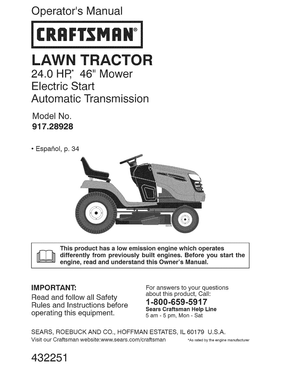 CRAFTSMAN 917.28928 OPERATOR'S MANUAL Pdf Download ManualsLib