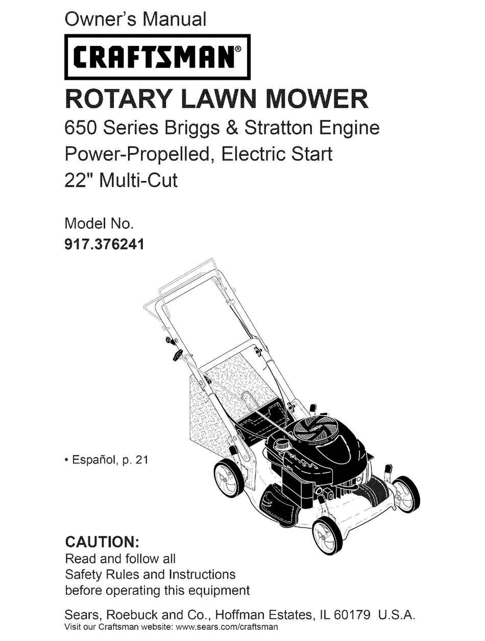 Craftsman push mower online model 917