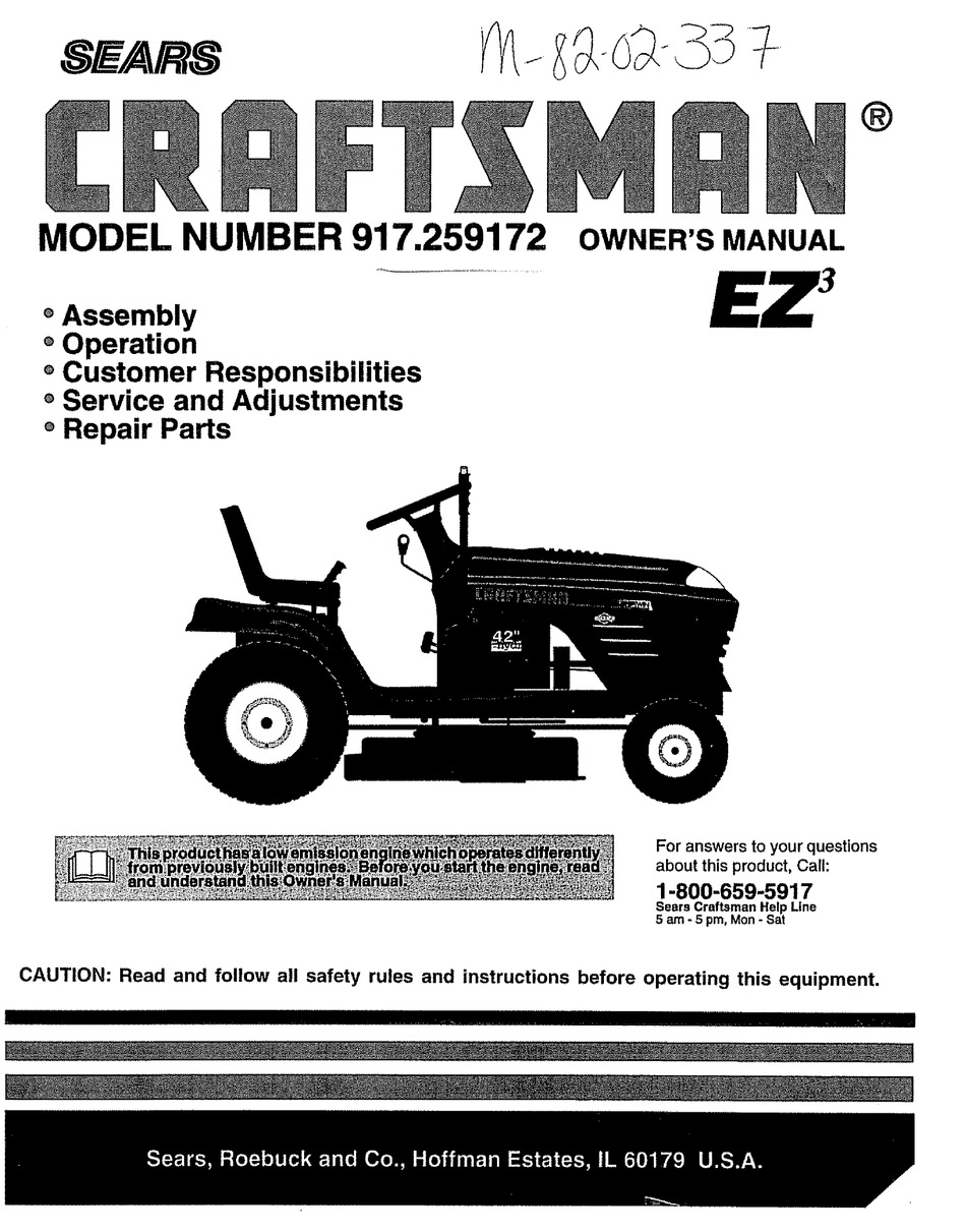 CRAFTSMAN EZ3 917.259172 OWNER'S MANUAL Pdf Download | ManualsLib