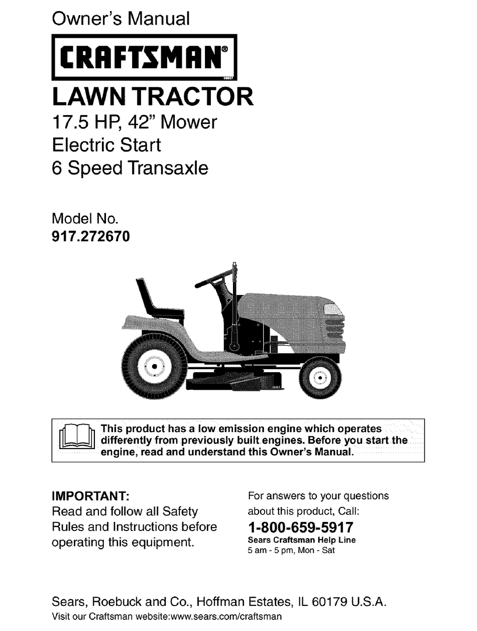 Image of Craftsman lawn tractor manual image 5