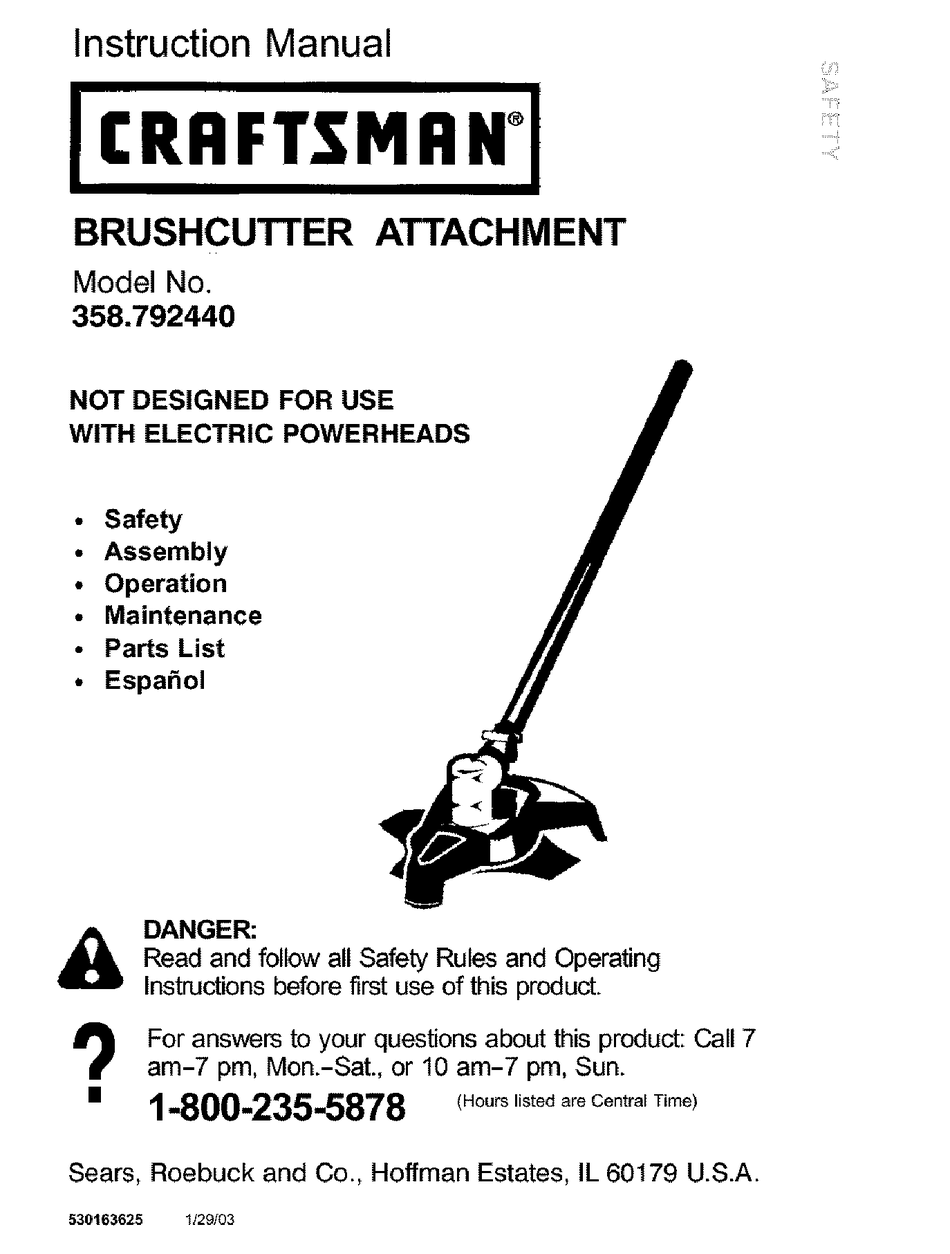 CRAFTSMAN 358.792440 INSTRUCTION MANUAL Pdf Download | ManualsLib