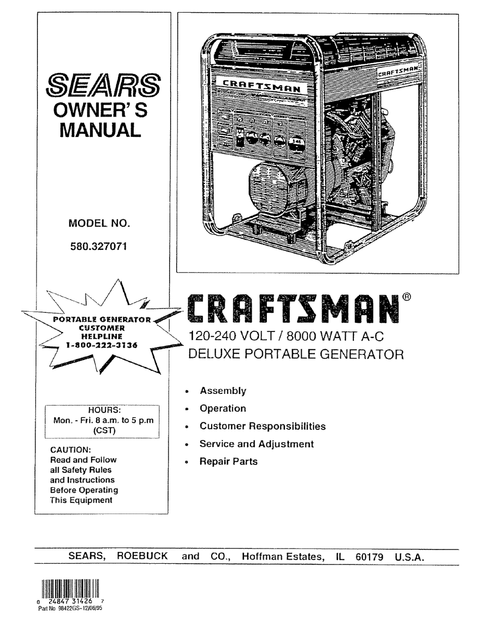 CRAFTSMAN DELUXE 580.327071 OWNER'S MANUAL Pdf Download | ManualsLib