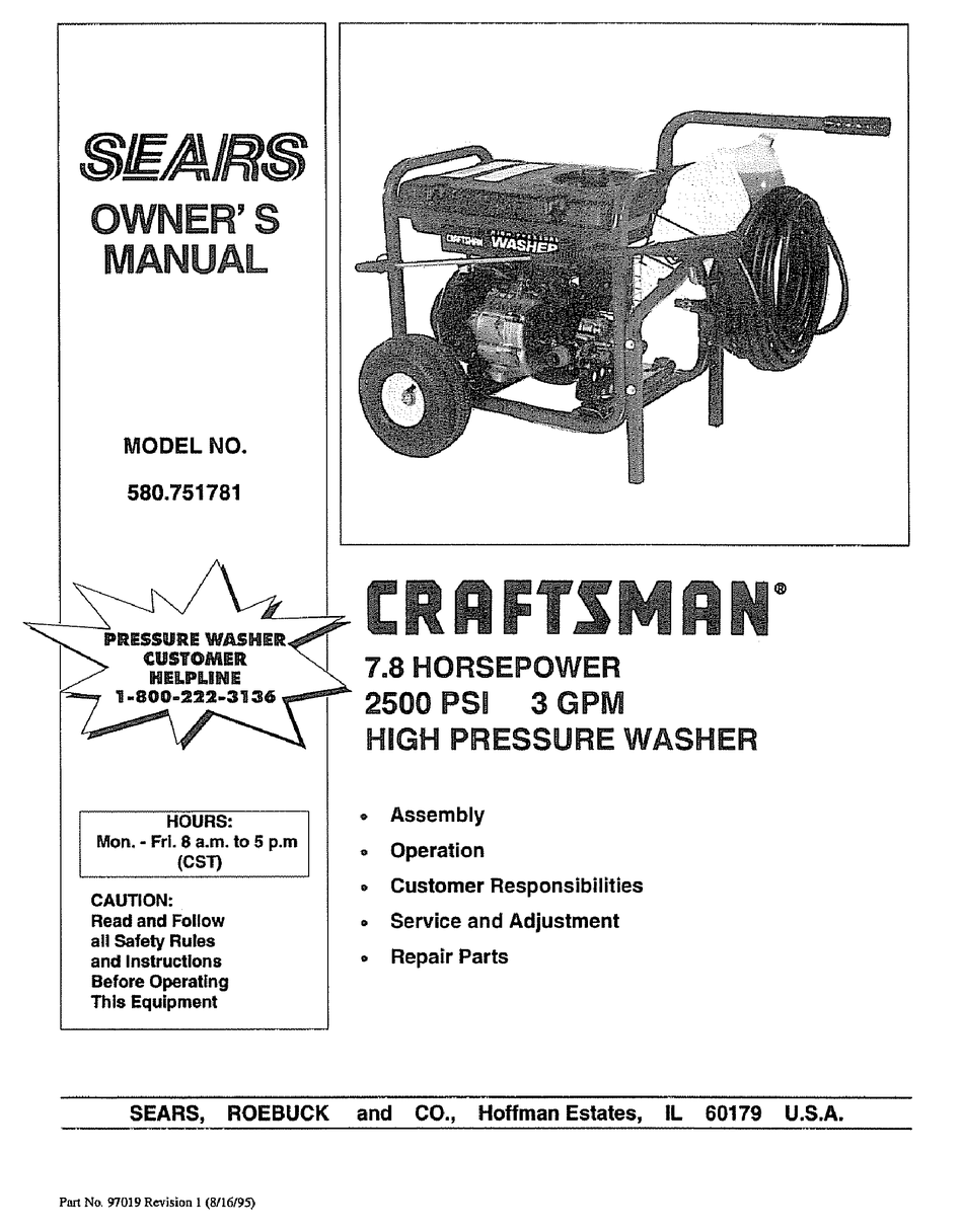 CRAFTSMAN 580.751781 OWNER