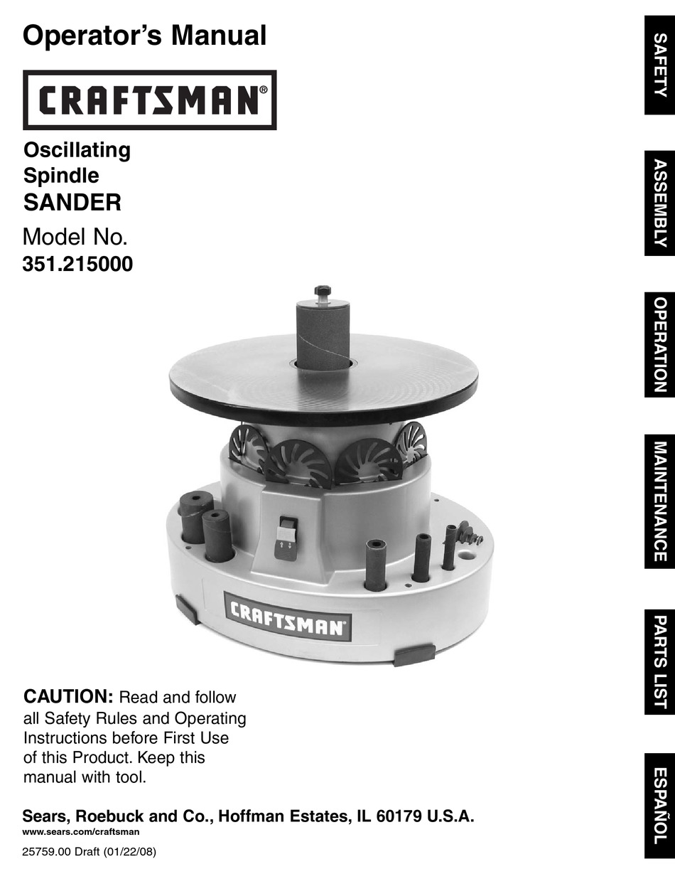 CRAFTSMAN 351.215 OPERATOR'S MANUAL Pdf Download | ManualsLib