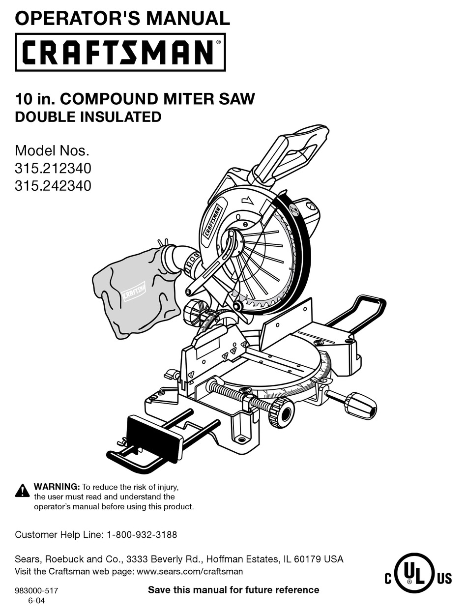 CRAFTSMAN 315.21234 OPERATOR'S MANUAL Pdf Download | ManualsLib