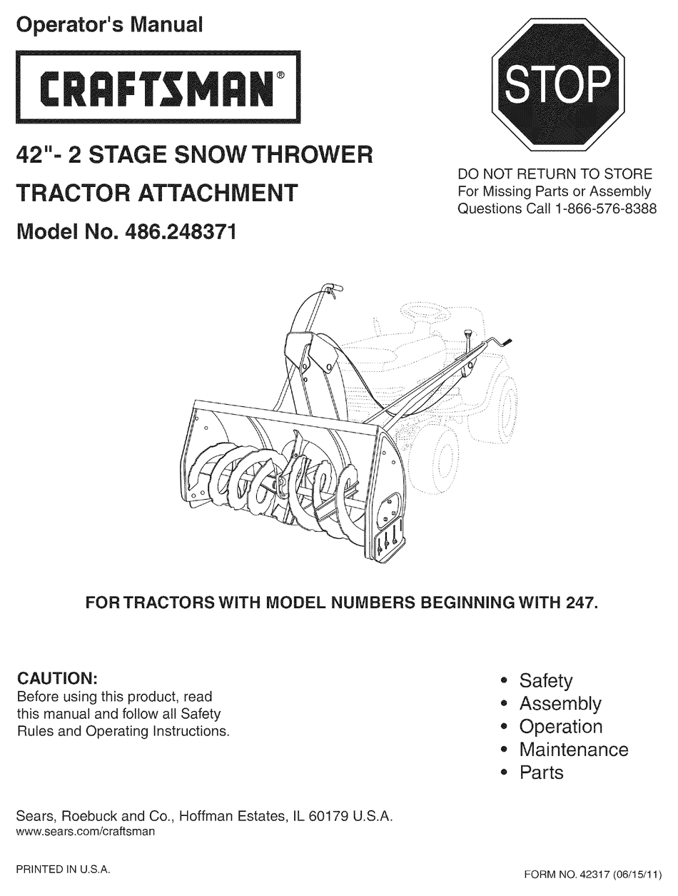 CRAFTSMAN 486.248371 OPERATOR'S MANUAL Pdf Download | ManualsLib