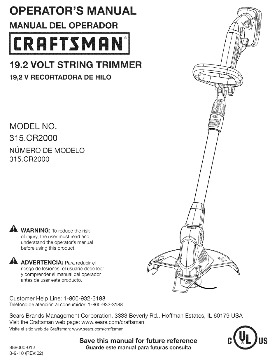 CRAFTSMAN 315.CR2000 OPERATOR