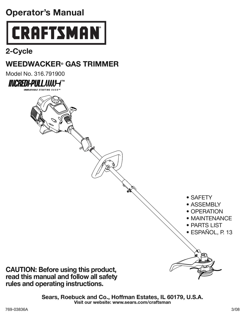 Craftsman weedwacker model deals 316