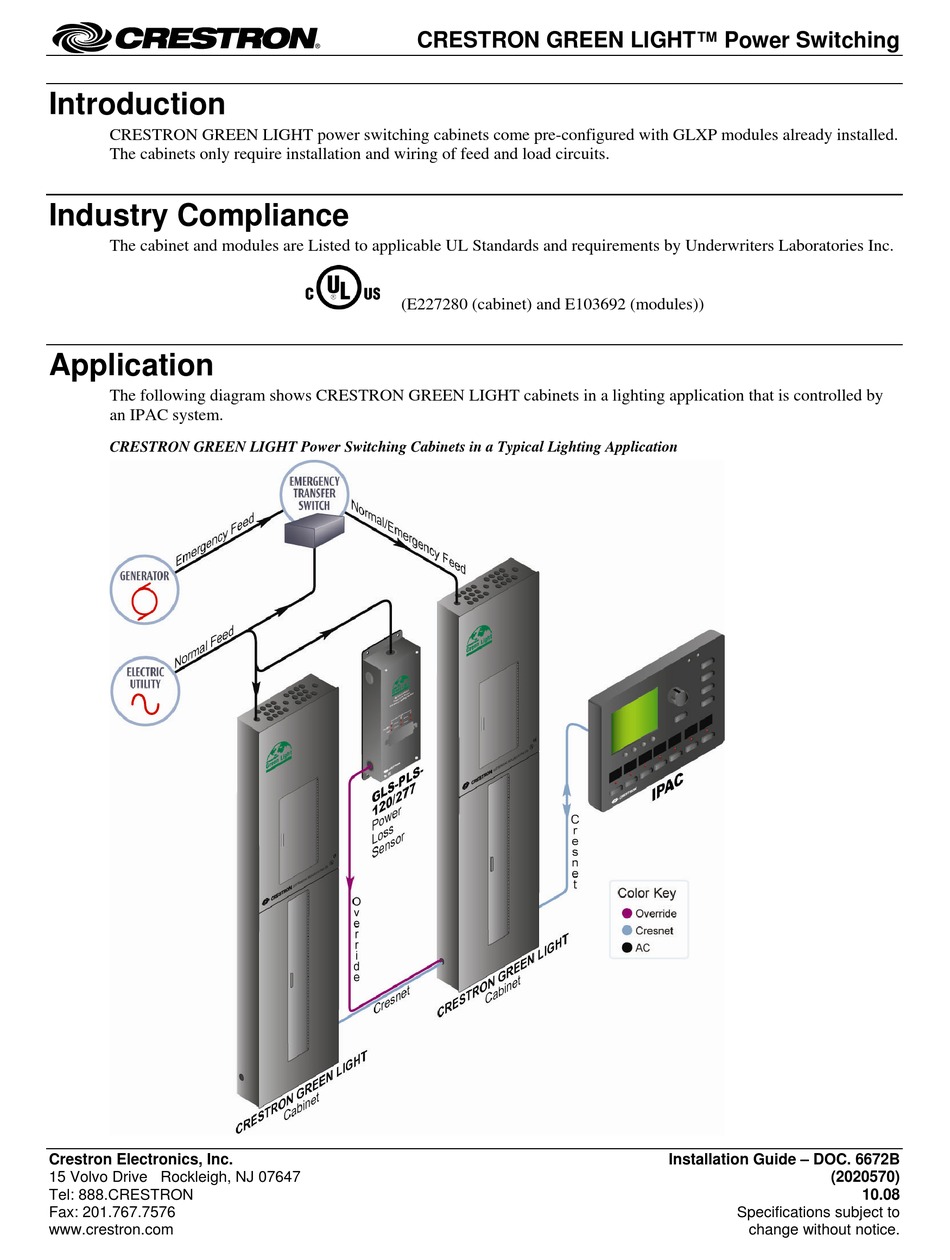 CRESTRON GREEN LIGHT POWER SWITCHING INSTALLATION MANUAL Pdf Download | ManualsLib Dali Wiring-Diagram ManualsLib