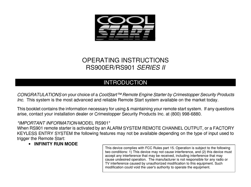 cool start remote starter manual