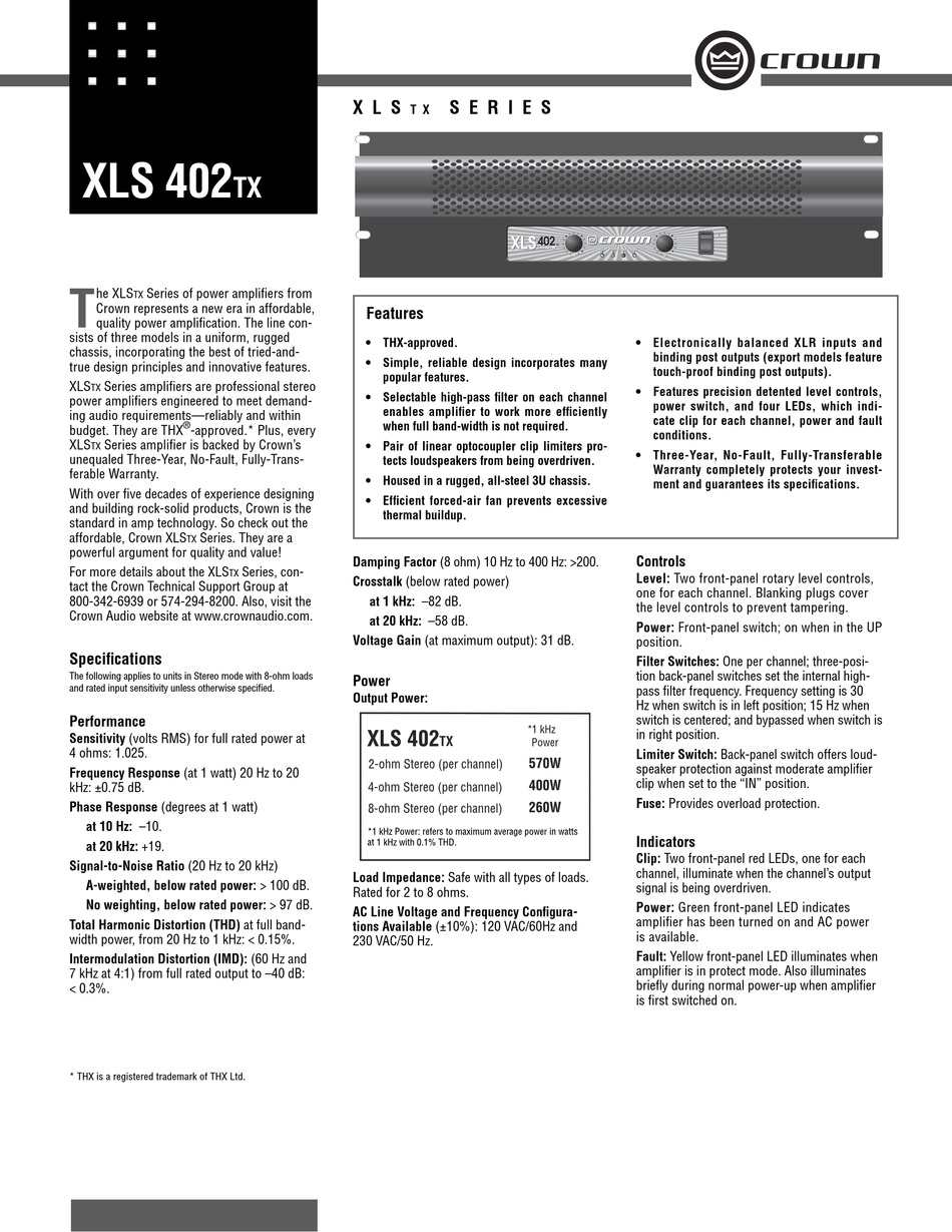 Схема crown xls 402