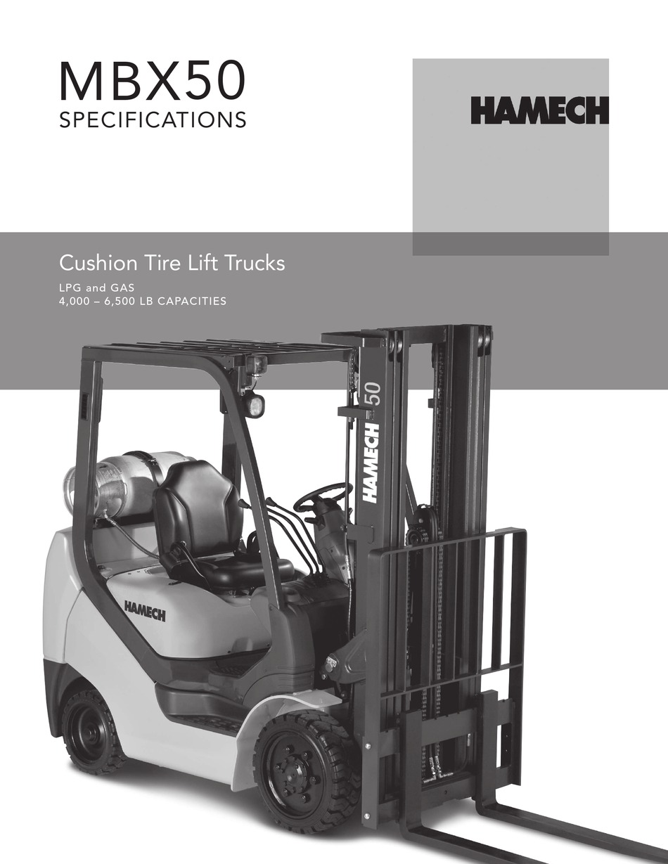 HAMECH PNEUMATIC TIRE LIFT TRUCKS MBX50 SPECIFICATIONS Pdf Download