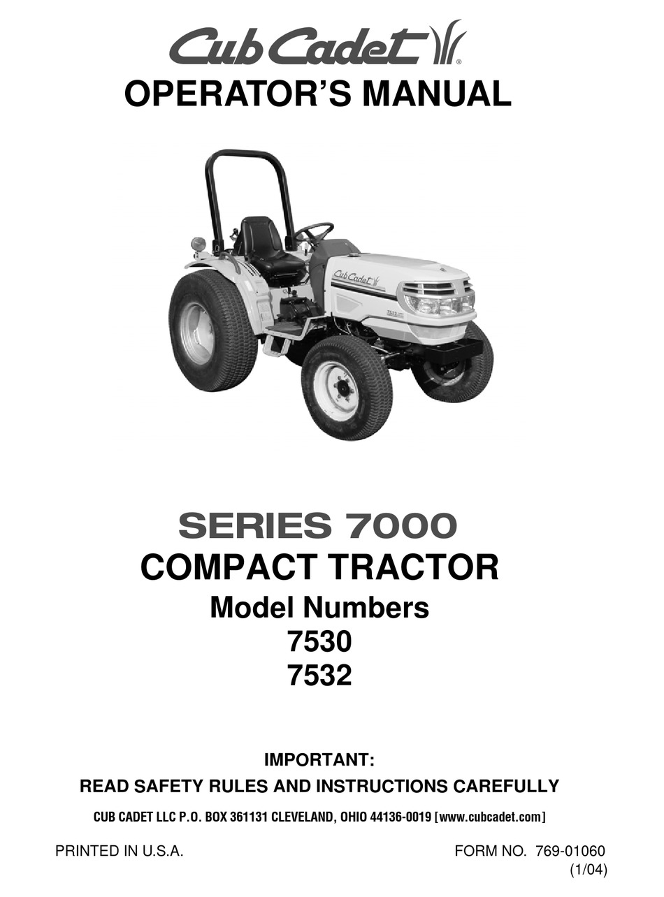 CUB CADET 7530 OPERATOR'S MANUAL Pdf Download ManualsLib