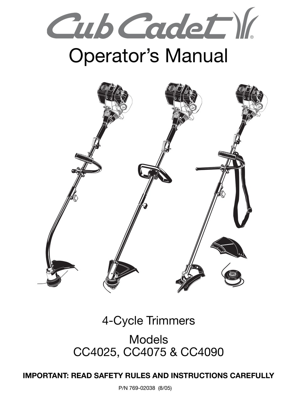 Starting/Stopping Instructions; Operating Instructions; Maintenance &  Repair Instructions - Cub Cadet BC5090 Operator's Manual [Page 4]