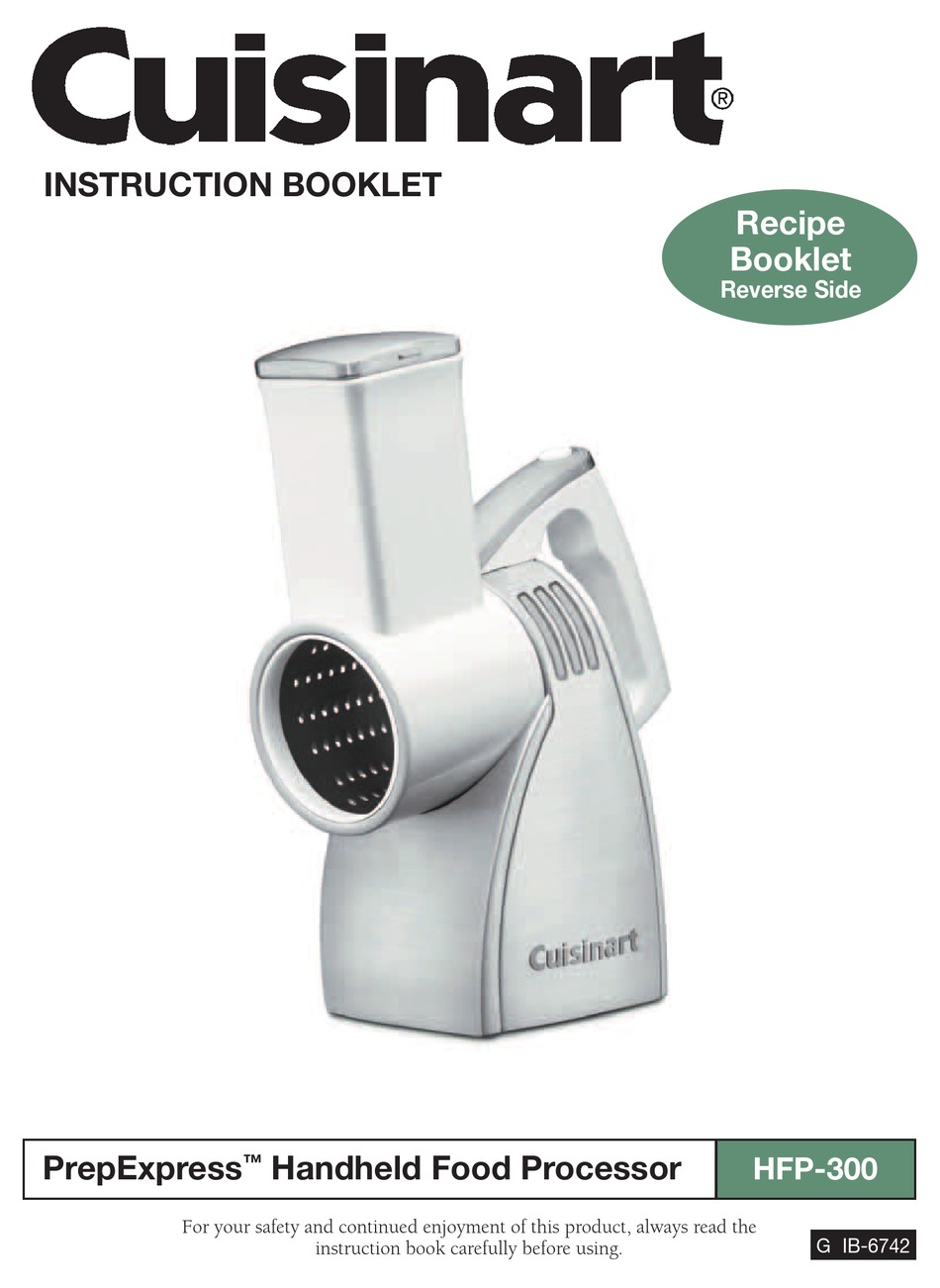 CUISINART PREPEXPRESS HFP300 INSTRUCTION BOOKLET Pdf Download ManualsLib