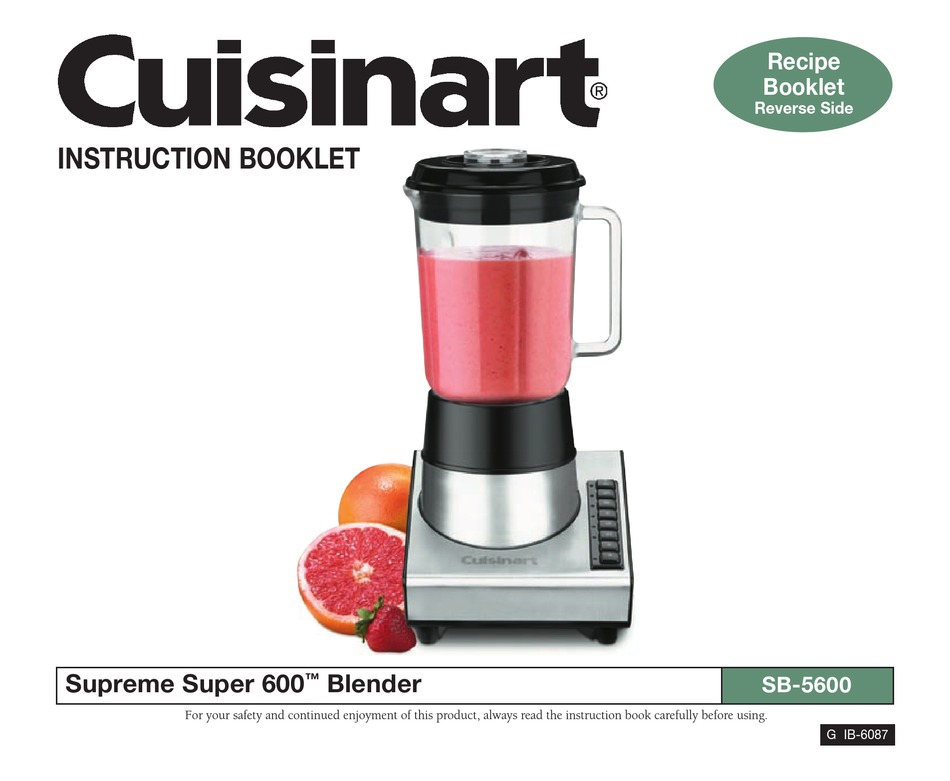 CUISINART SB5600 INSTRUCTION BOOKLET Pdf Download ManualsLib