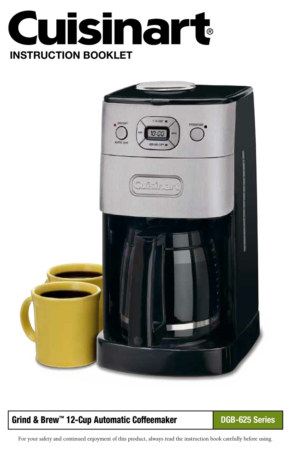 CUISINART GRIND & BREW DGB625 SERIES INSTRUCTION BOOKLET Pdf Download