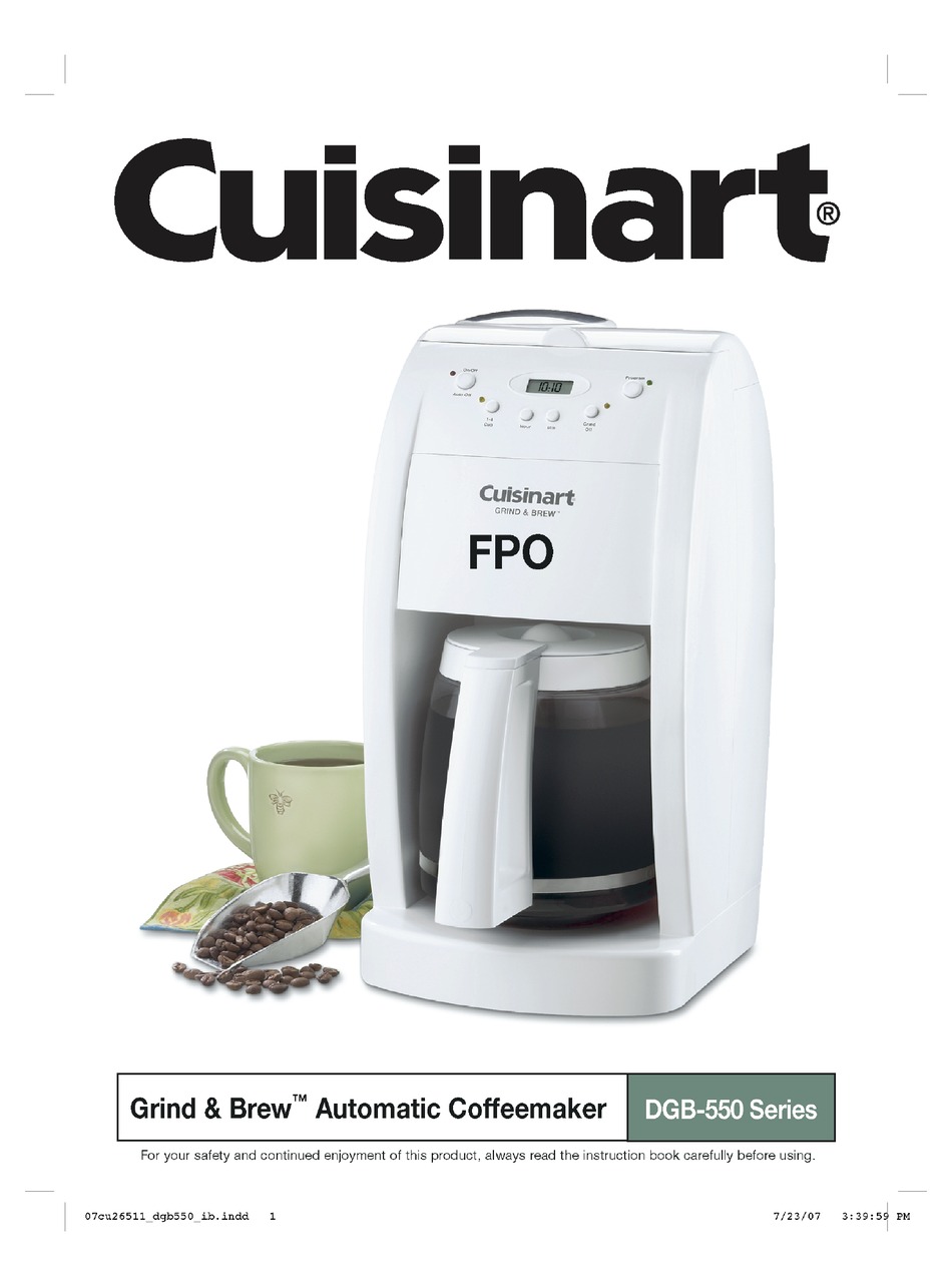User manual Cuisinart One Cup Grind & Brew DGB1U (English - 21 pages)