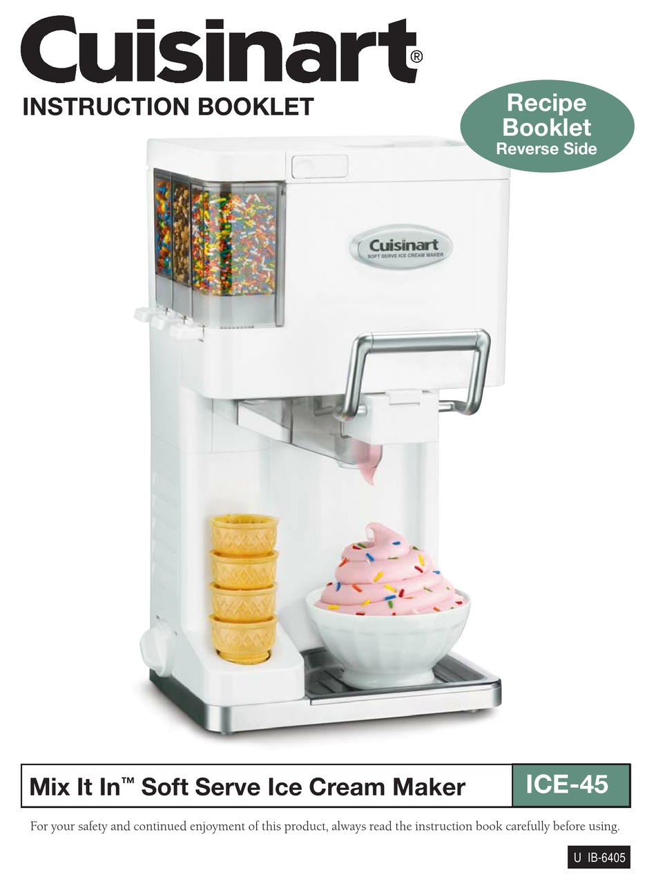 CUISINART ICE-45 INSTRUCTION BOOKLET Pdf Download | ManualsLib