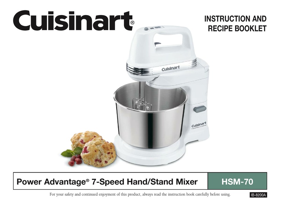 CUISINART POWER ADVANTAGE HSM70 INSTRUCTION AND RECIPE BOOKLET Pdf