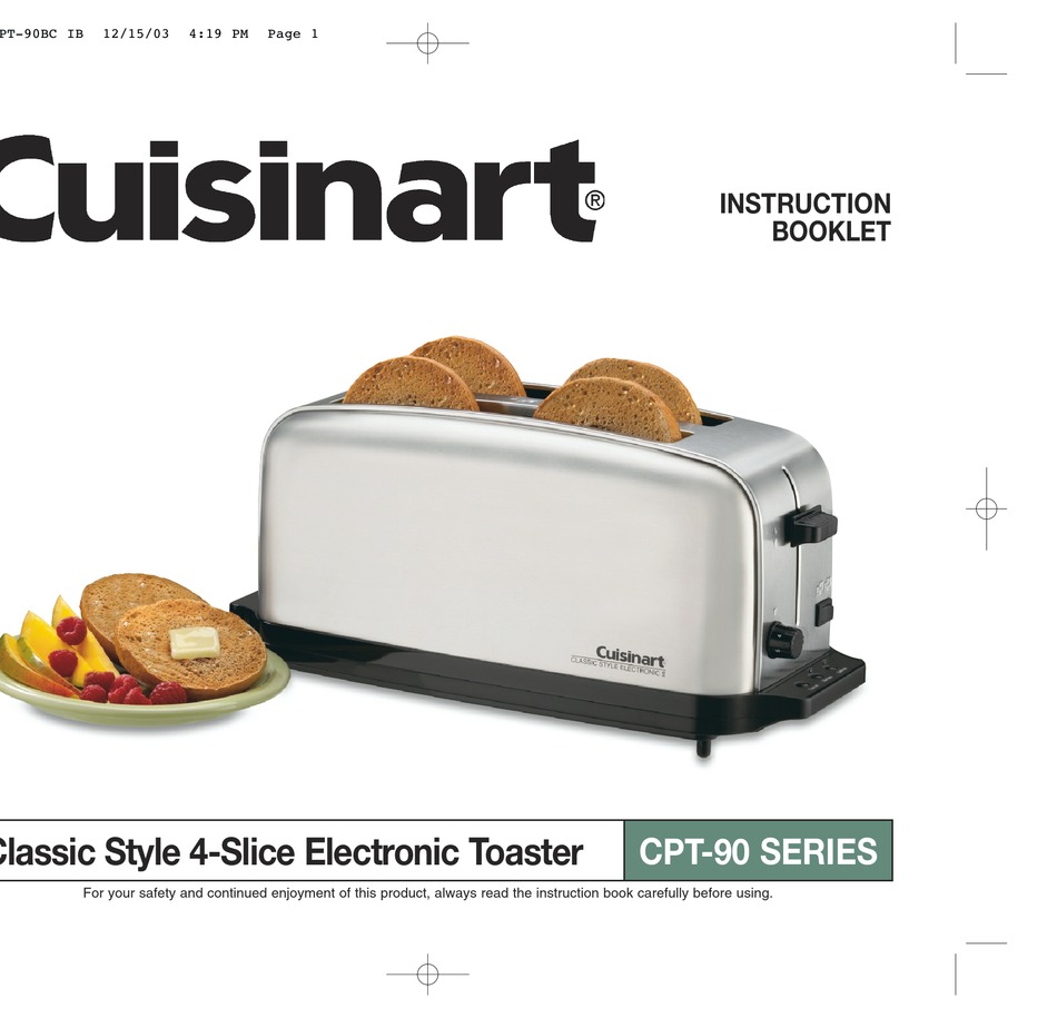 CUISINART CPT-90 SERIES INSTRUCTION BOOKLET Pdf Download | ManualsLib