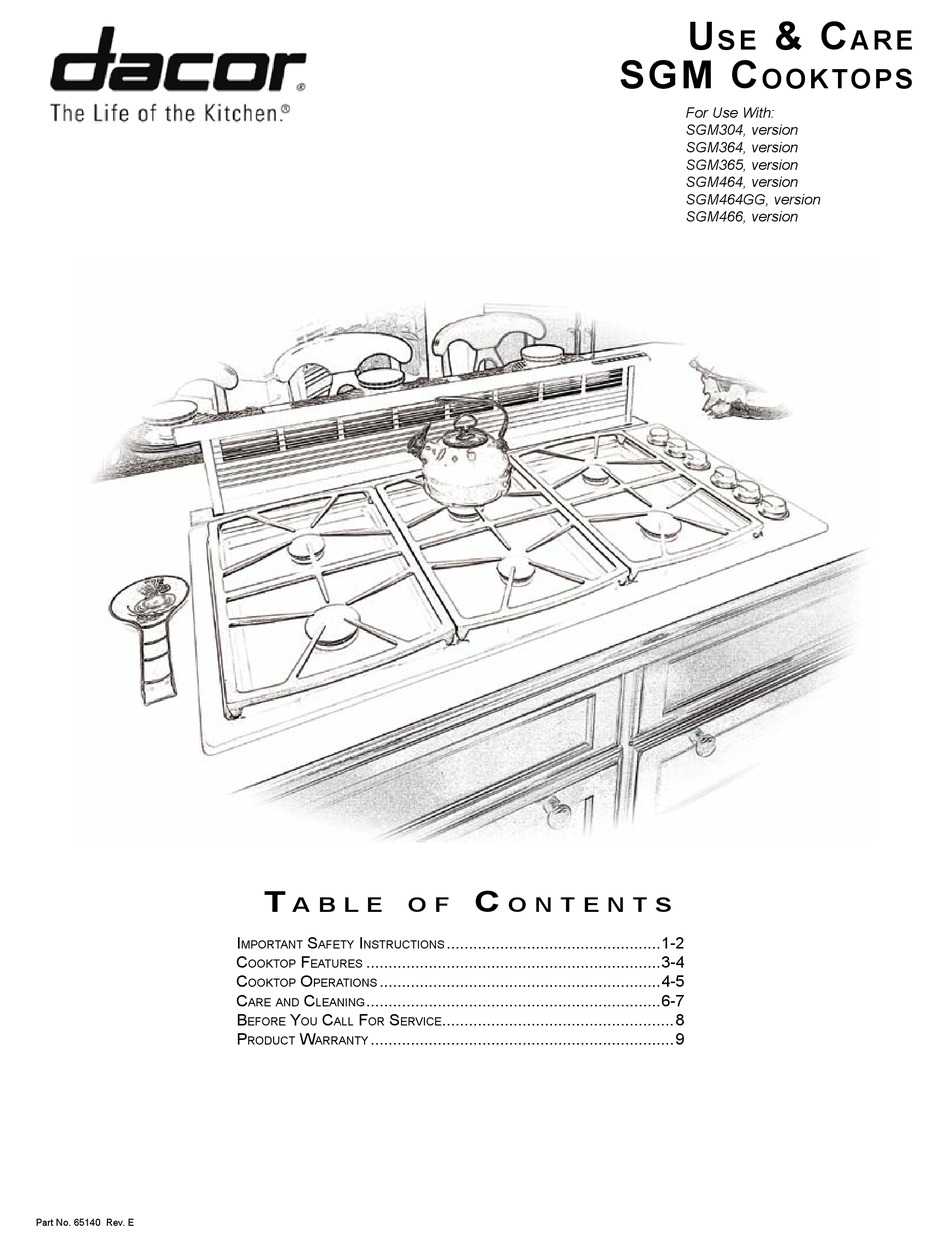 DACOR SGM364 USE & CARE MANUAL Pdf Download ManualsLib