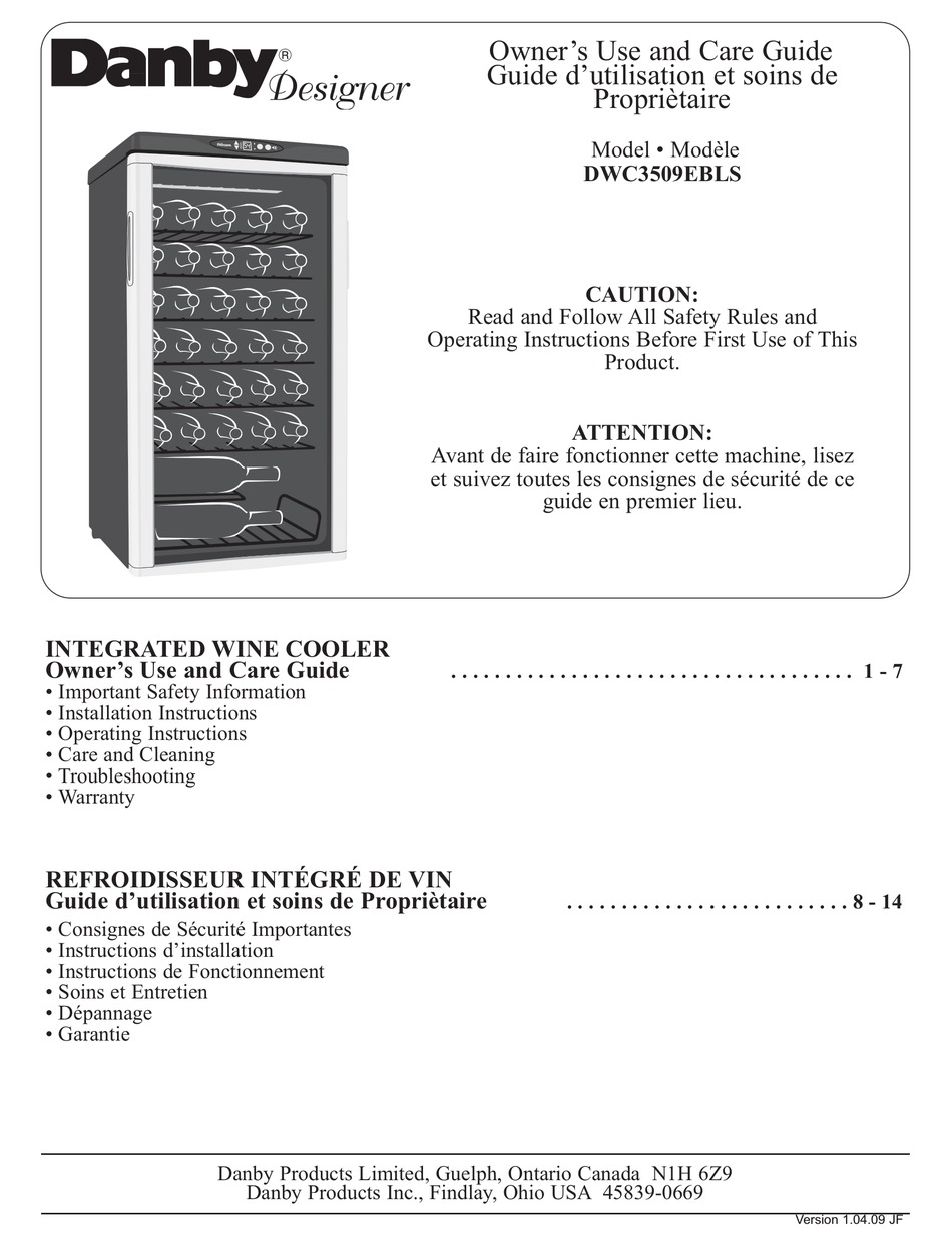 Danby Designer Dwc3509ebls Owner S Use And Care Manual Pdf Download Manualslib