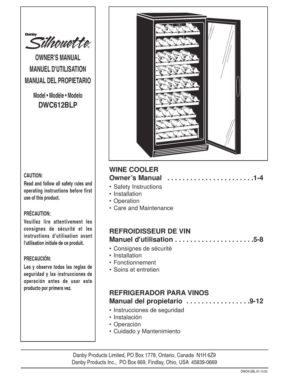 DANBY SILHOUETTE DWC612BLP OWNER'S MANUAL Pdf Download ManualsLib