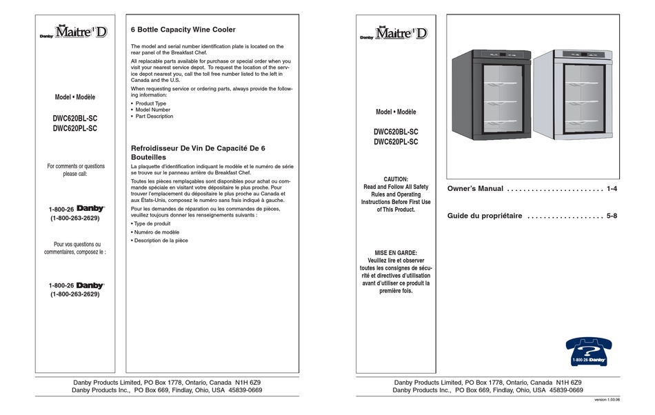 Danby Maitre D Dwc620bl Sc Owner S Manual Pdf Download Manualslib