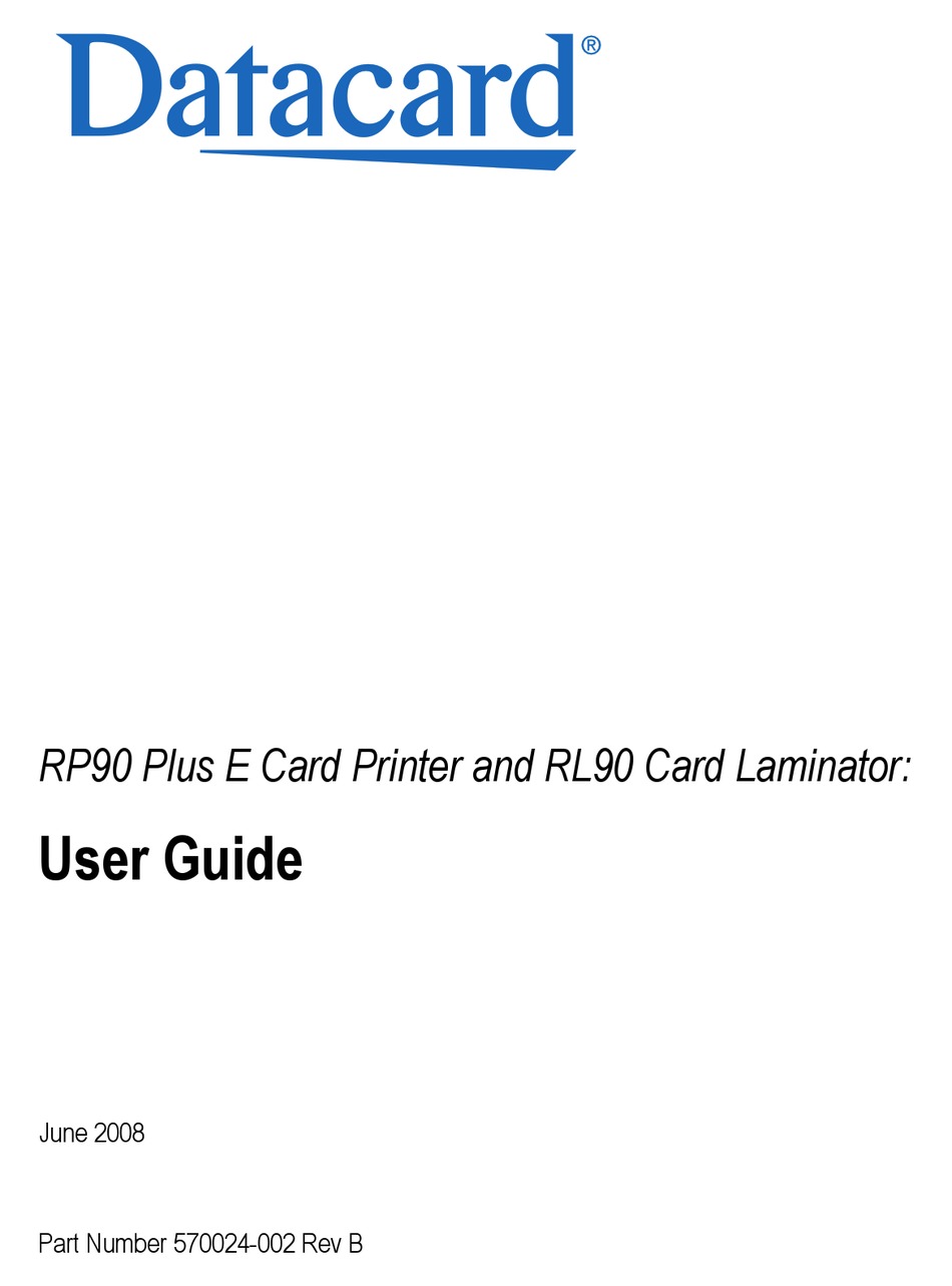 DATACARD RP90 USER MANUAL Pdf Download | ManualsLib