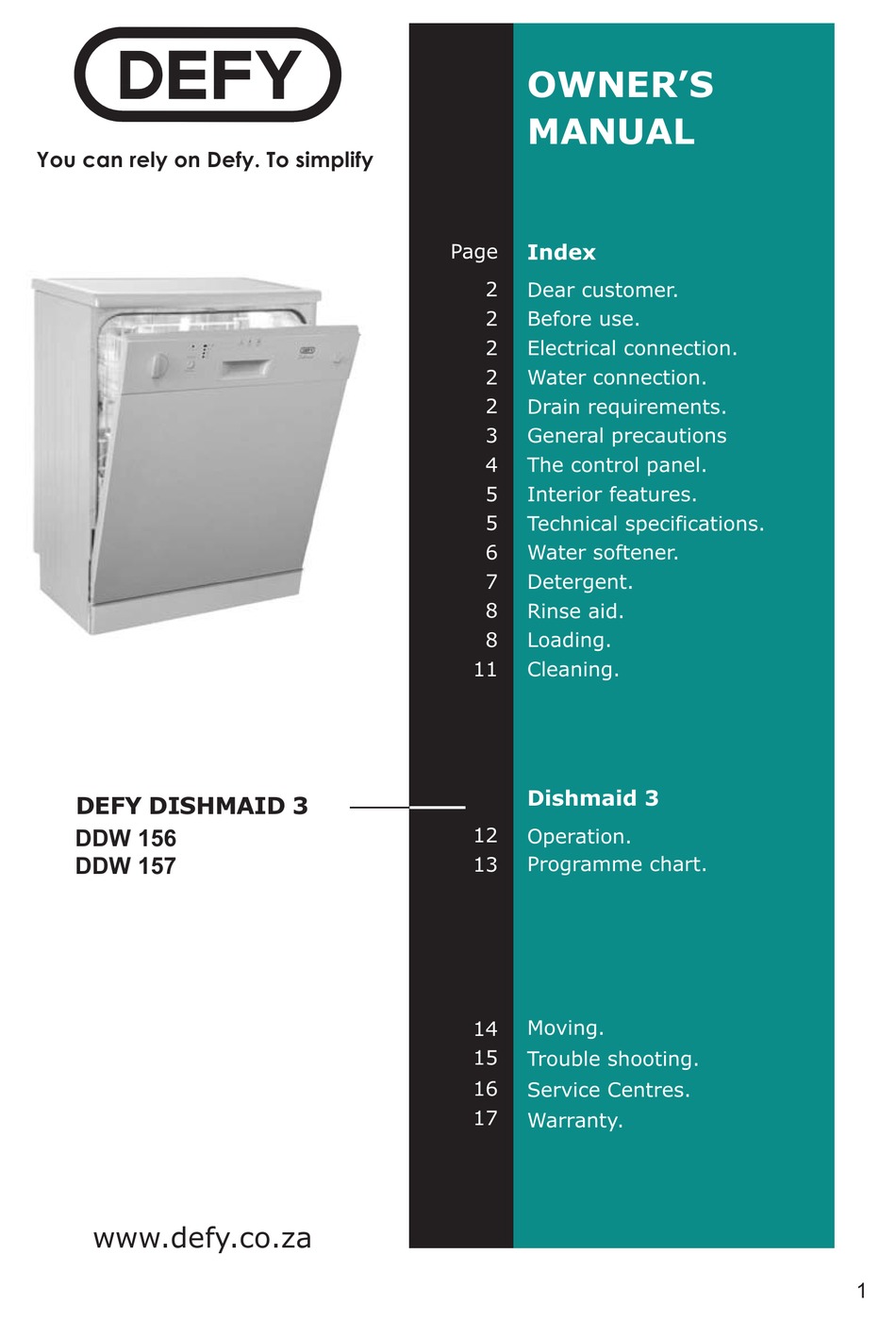 defy 13 place dishwasher