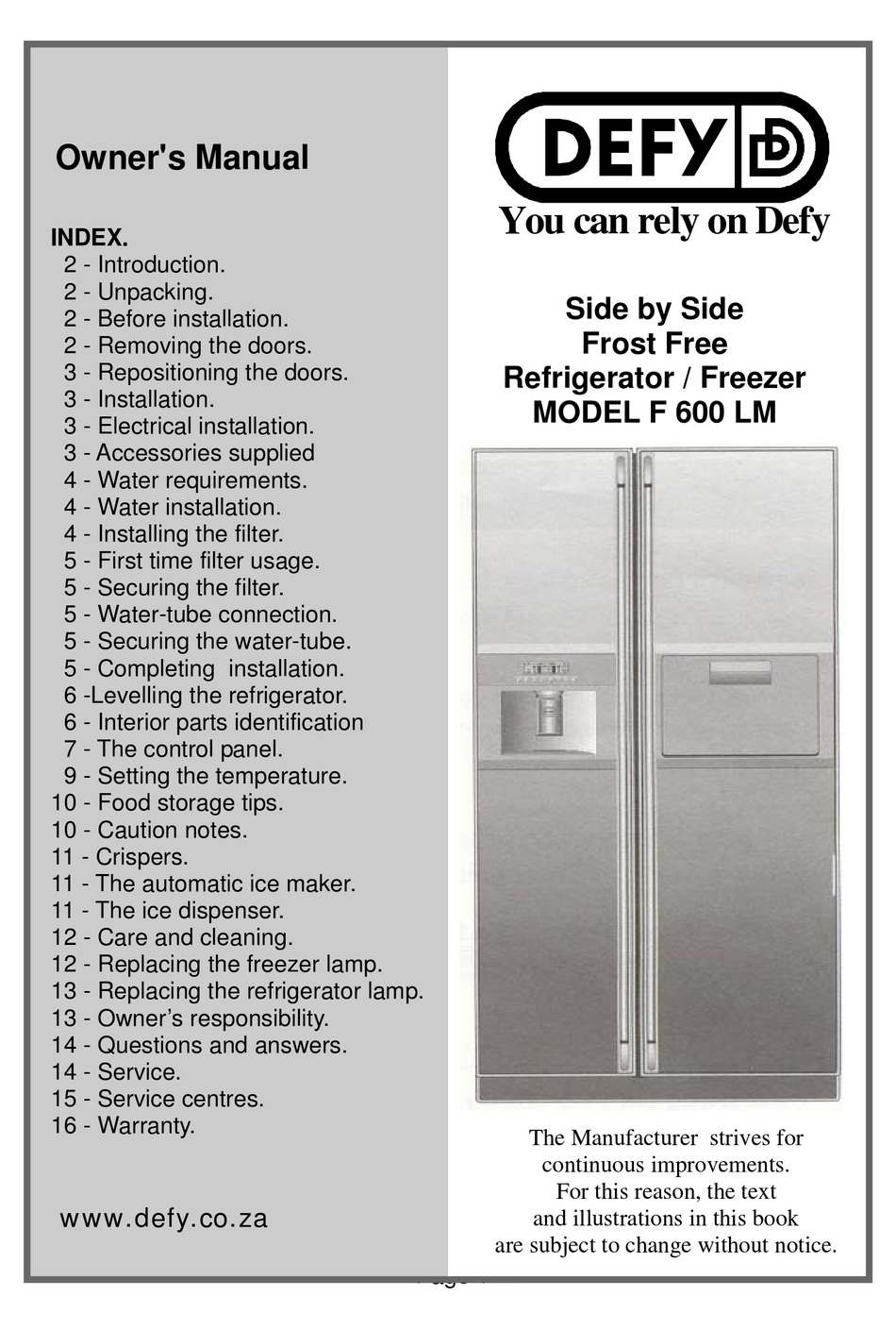 defy double door fridge settings