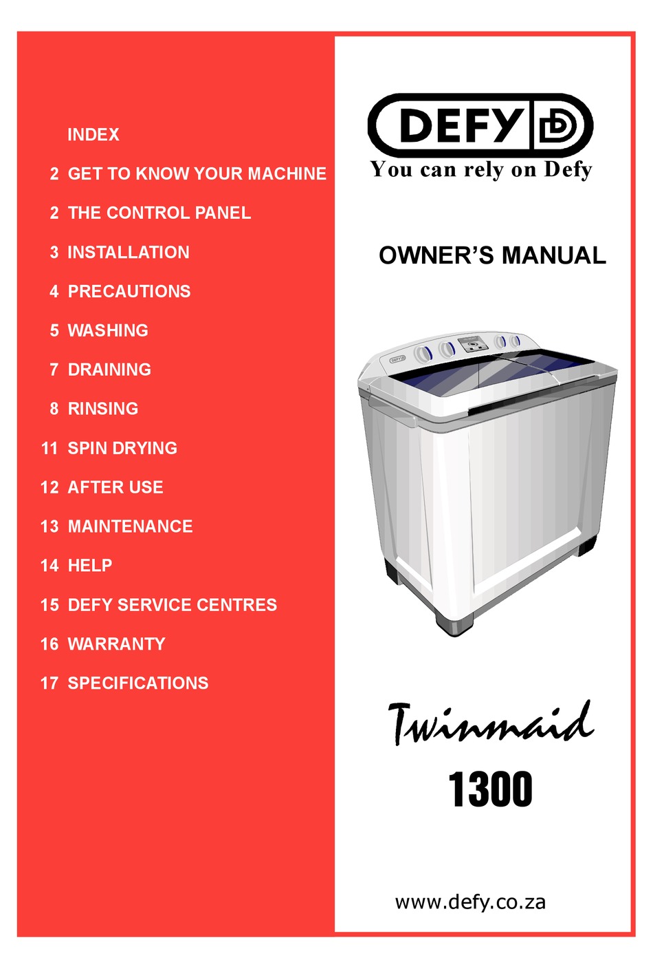 defy-twinmaid-1300-owner-s-manual-pdf-download-manualslib