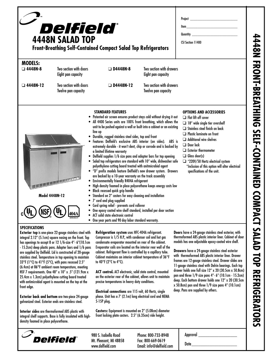 DELFIELD 4448N-12 SPECIFICATIONS Pdf Download | ManualsLib