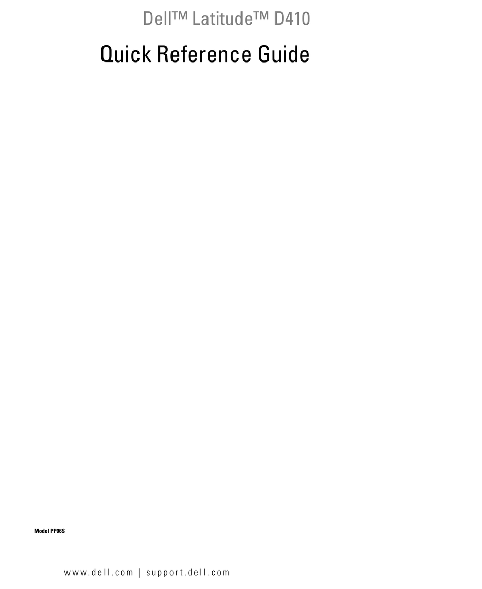 Dell Latitude D410 Quick Reference Manual Pdf Download Manualslib